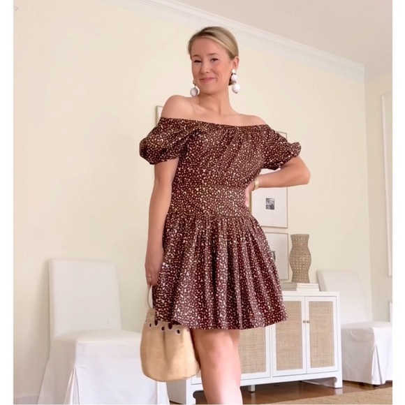 NWT J. Crew Drop Waist Cotton Poplin Brown White Mocha Floral Mini Dress Off 14 - Picture 16 of 16